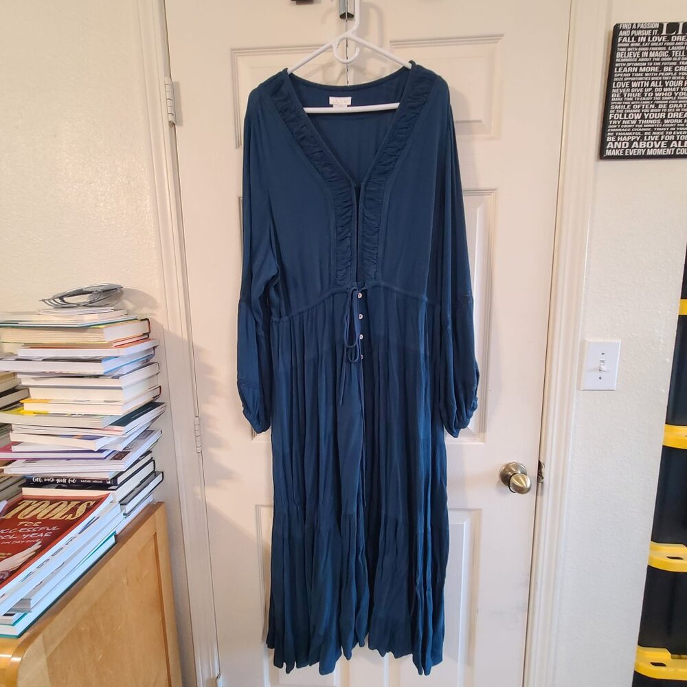 CITY CHIC MAXI BOHO DRESS PLUSE SIZE 20 PRE OWNED IN GOOD CONDITION TEAL COLOR - Picture 2 of 10